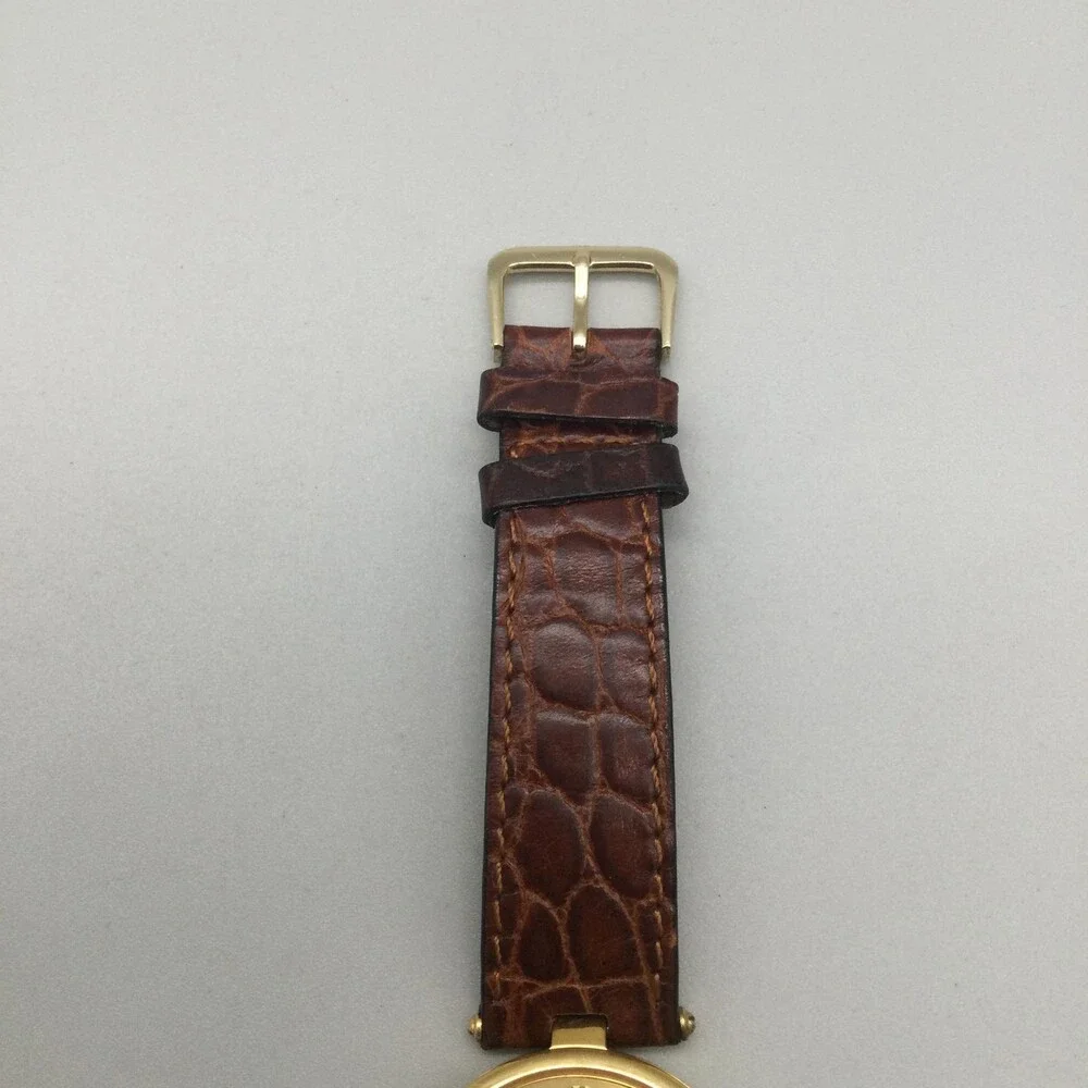 De Solo Watch Women 32mm Diamond 18K Gold Plated Brown Leather Strap New Battery - Picture 8 of 15